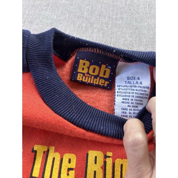 Vintage Y2K Bob The Builder Shirt Fleece PBS Kids Sz 4 Toddler Orange Tools - Picture 5 of 8